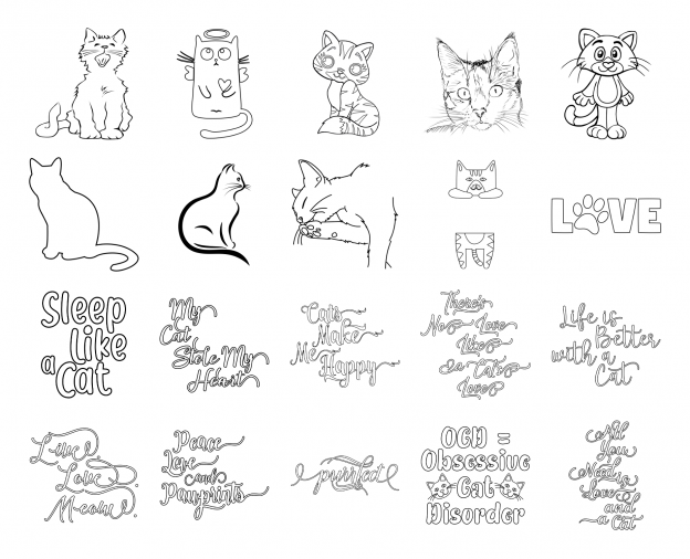 Cuddly Kitties Journal Template Coloring Page Graphics