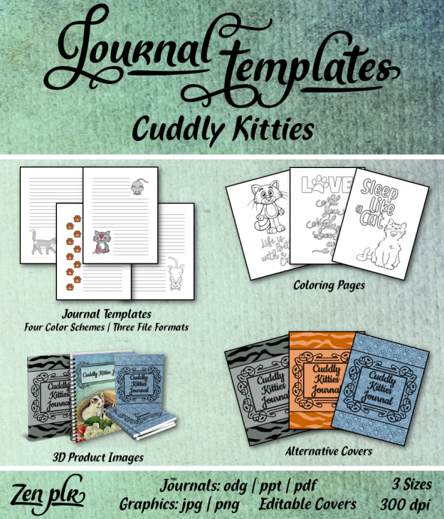 Cuddly Kitties Journal Template Front Cover