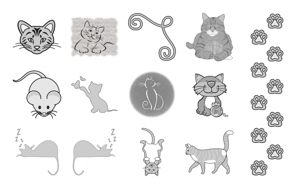 Cuddly Kitties Journal Template Journal Graphics Grayscale