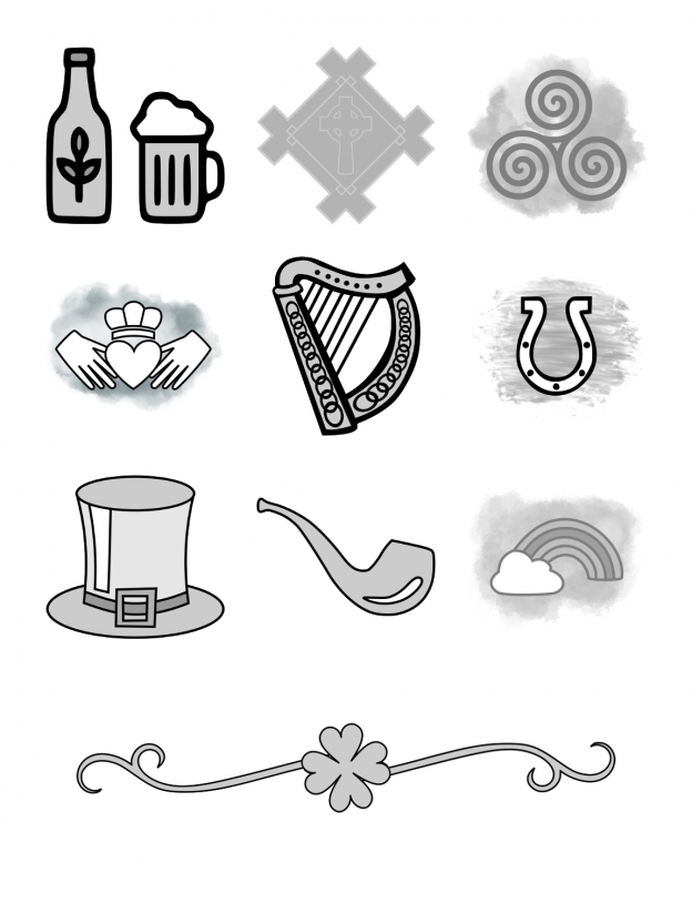 Irish Icons Journal Template Journal Graphics Grayscale