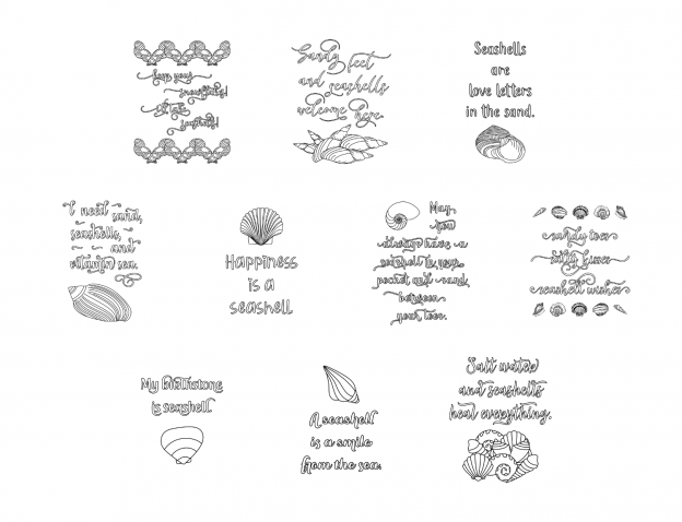 Lovely Seashells Journal Templates Coloring Page Graphics