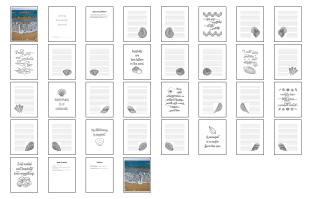 Lovely Seashells Journal Templates Digital Version