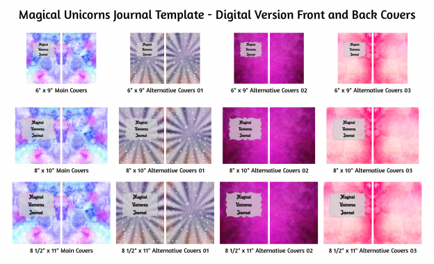 Magical Unicorns Journal Template Digital Version Covers