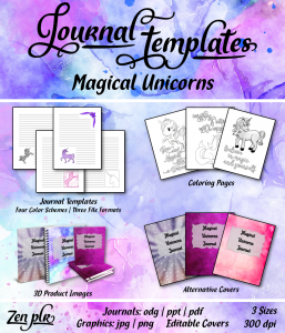 Magical Unicorns Journal Template Front Cover