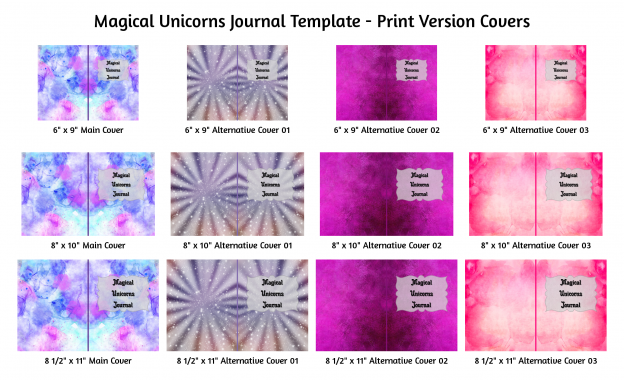 Magical Unicorns Journal Template Print Version Covers