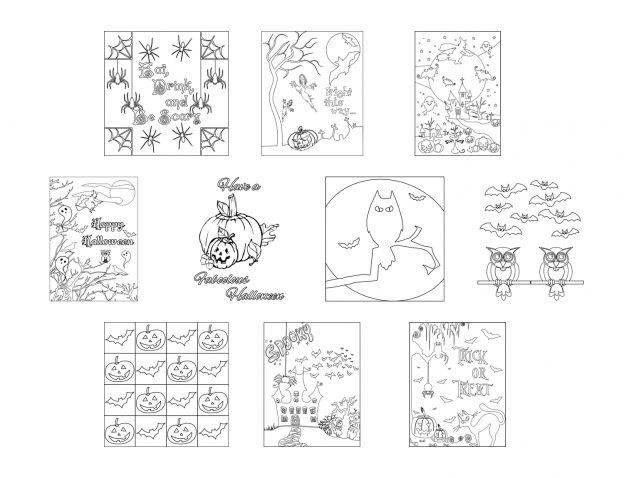 Spooky Halloween Journal Templates Coloring Page Graphics