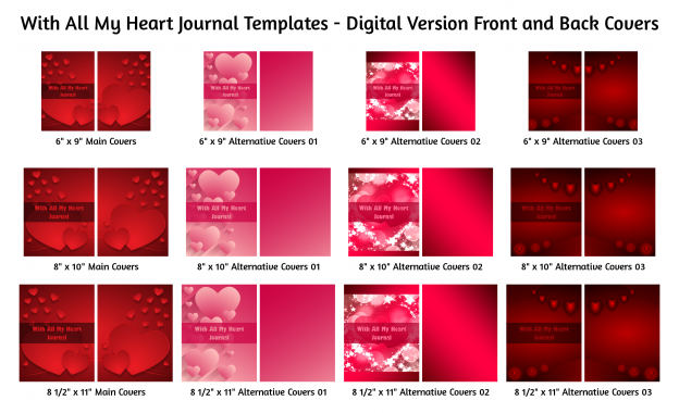 With All My Heart Journal Template Digital Version Covers