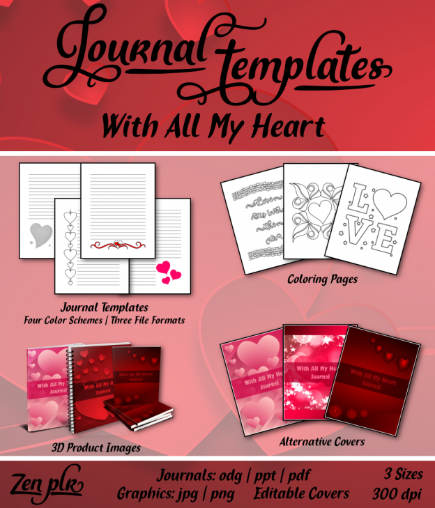 With All My Heart Journal Template Front Cover