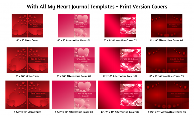 With All My Heart Journal Template Print Version Covers