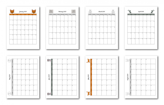 Zen PLR 2021 Cat Calendars Monthly Calendar Samples