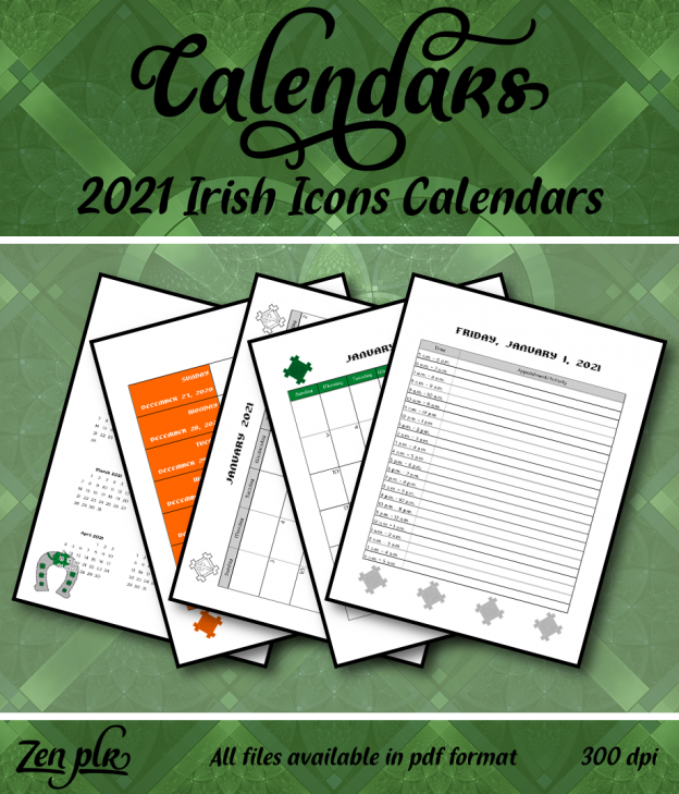 Zen PLR 2021 Irish Icons Calendars Front Cover