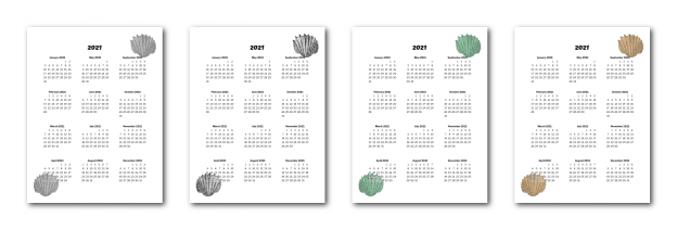 Zen PLR 2021 Seashell Calendars Yearly Calendars