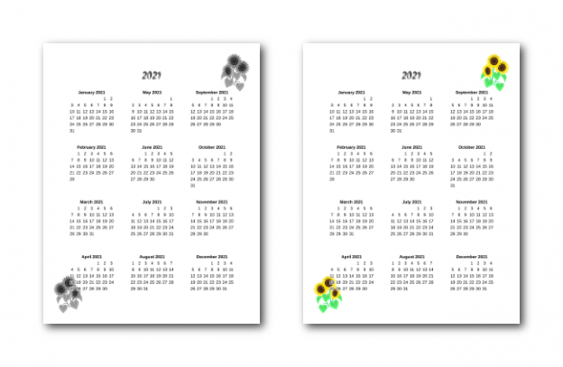 Zen PLR 2021 Sunflower Calendars Yearly Calendars