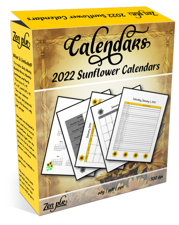 Zen PLR 2022 Sunflower Calendars Product Cover