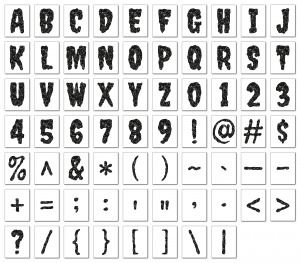 Zen PLR Alphabets, Numbers, and Punctuation Creepy Halloween Black Non-Outlined Graphic
