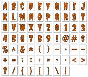 Zen PLR Alphabets, Numbers, and Punctuation Creepy Halloween Orange Outlined Graphic