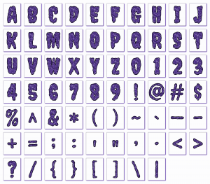 Zen PLR Alphabets, Numbers, and Punctuation Creepy Halloween Purple Outlined Graphic