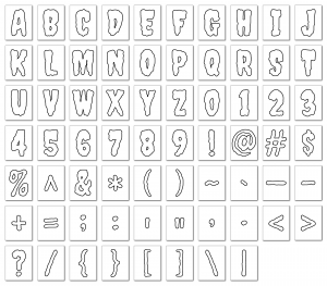 Zen PLR Alphabets, Numbers, and Punctuation Creepy Halloween White Outlined Graphic