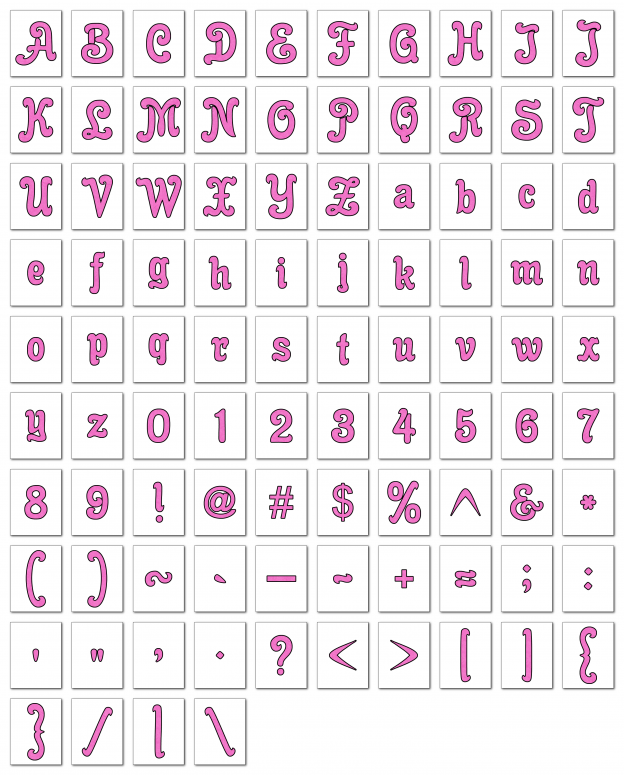 Zen PLR Alphabets, Numbers, and Punctuation Enchanted Tales Hot Pink Outlined