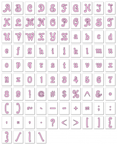 Zen PLR Alphabets, Numbers, and Punctuation Enchanted Tales Pink Outlined