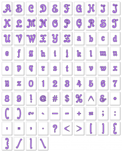 Zen PLR Alphabets, Numbers, and Punctuation Enchanted Tales Purple Outlined