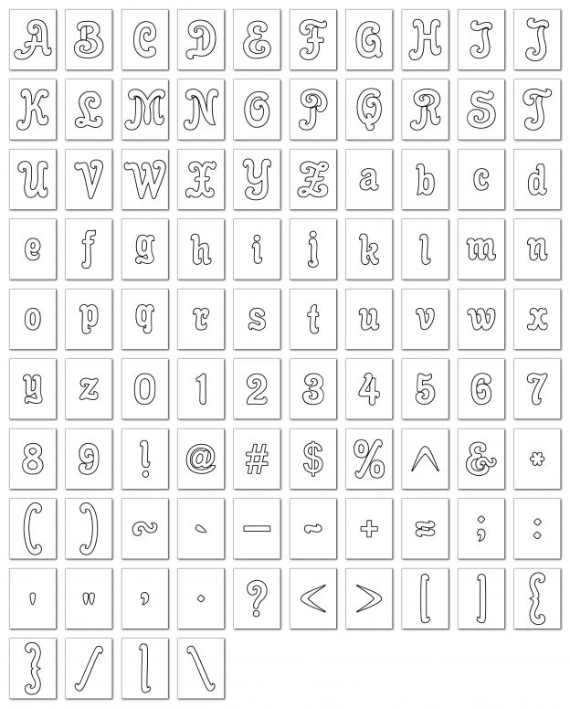 Zen PLR Alphabets, Numbers, and Punctuation Enchanted Tales White Outlined