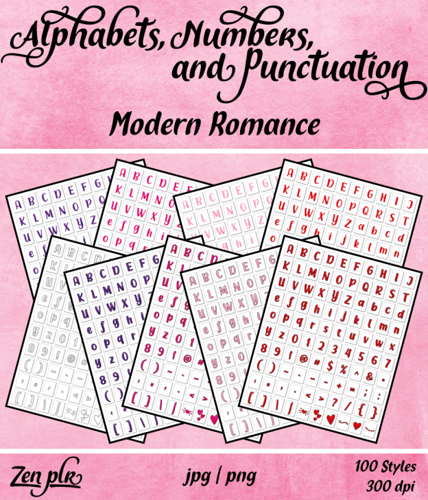 Zen PLR Alphabets, Numbers, and Punctuation Modern Romance Front Cover