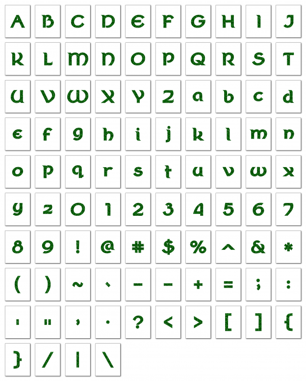 Zen PLR Alphabets, Numbers, and Punctuation Wearin' of the Green Glitter Non-Outlined