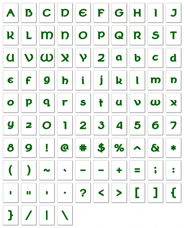 Zen PLR Alphabets, Numbers, and Punctuation Wearin' of the Green Linen Non-Outlined
