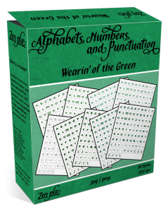 Zen PLR Alphabets, Numbers, and Punctuation Wearin' of the Green Product Cover