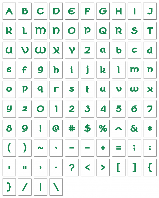 Zen PLR Alphabets, Numbers, and Punctuation Wearin' of the Green Textured Non-Outlined