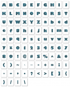 Zen PLR Alphabets, Numbers, and Punctuation Winter Wonderland Dark Blue Outlined