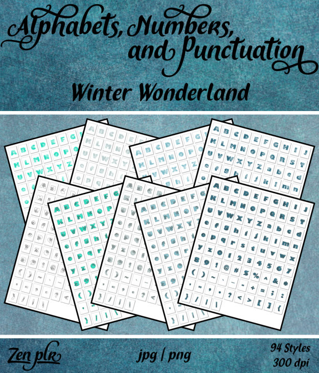 Zen PLR Alphabets, Numbers, and Punctuation Winter Wonderland Front Cover