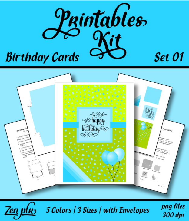 Zen PLR Birthday Cards Printables Kit Set 01 Front Cover