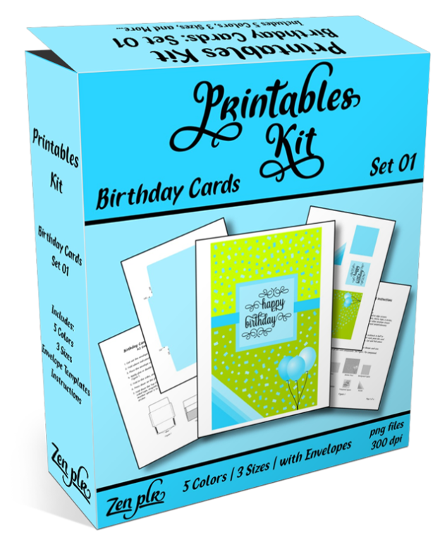 Zen PLR Birthday Cards Printables Kit Set 01 Product Cover