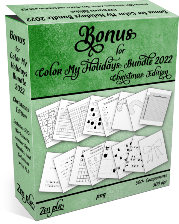 Zen PLR Bonus for Color My Holidays Bundle Christmas Front Cover