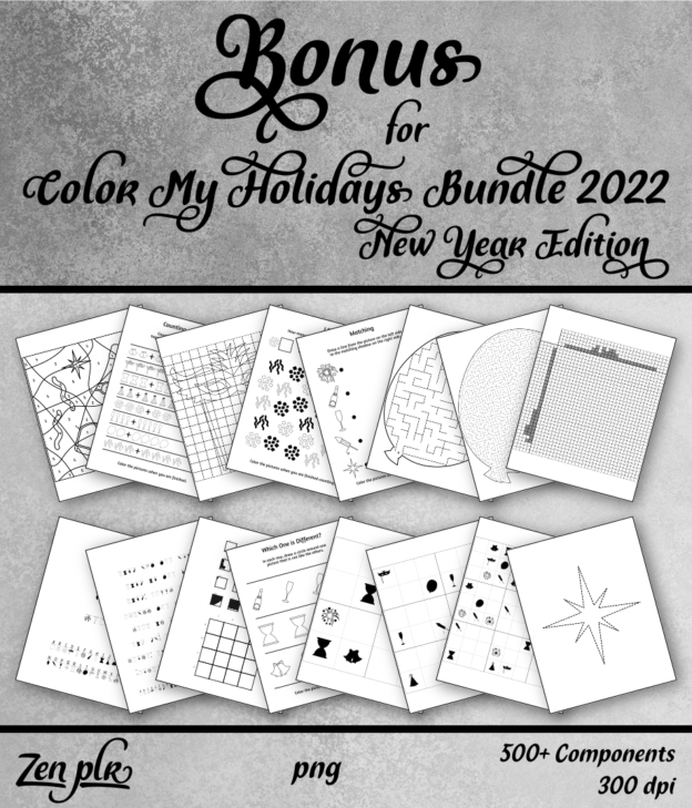 Zen PLR Bonus for Color My Holidays Bundle New Year Front Cover
