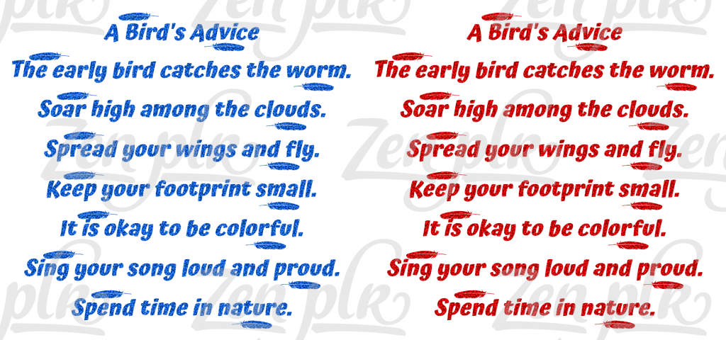 Zen PLR Bonus for ColorMePositivePLR Birds Coloring Book Kit A Birds Advice Glitter