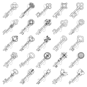 Zen PLR Clip Art Keys Lineart 01