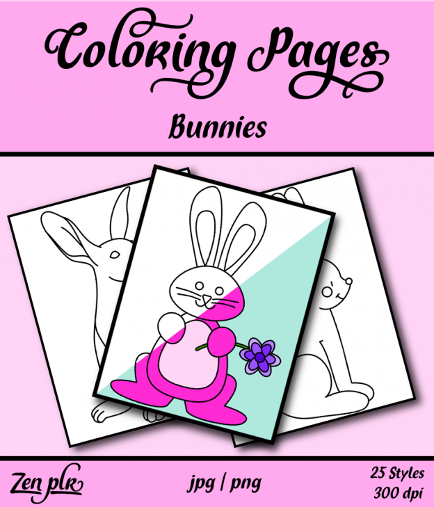 Zen PLR Coloring Pages Bunnies Front Cover