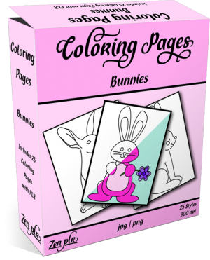 Zen PLR Coloring Pages Bunnies Product Cover
