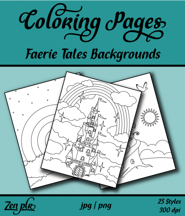 Zen PLR Coloring Pages Faerie Tales Backgrounds Front Cover
