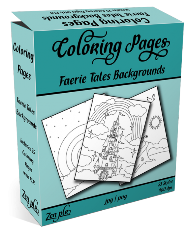 Zen PLR Coloring Pages Faerie Tales Backgrounds Product Cover