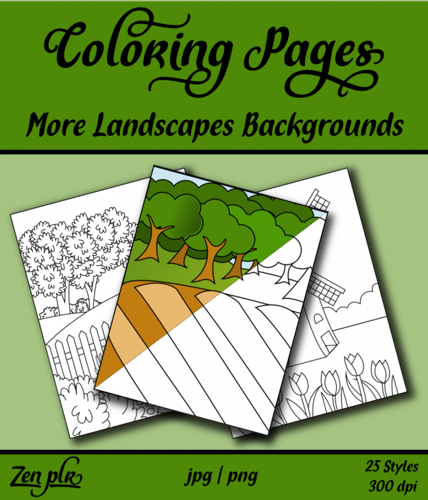 Zen PLR Coloring Pages More Landscapes Backgrounds Front Cover