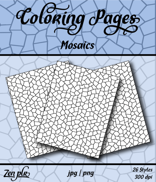 Zen PLR Coloring Pages Mosaics Front Cover