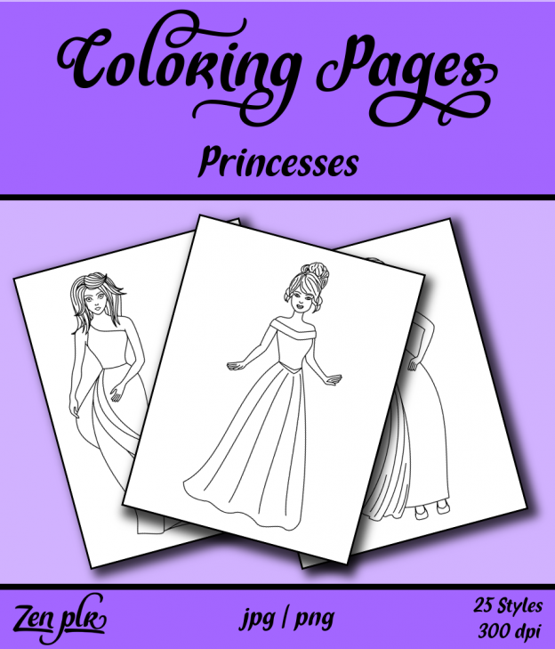 Zen PLR Coloring Pages Princesses Front Cover