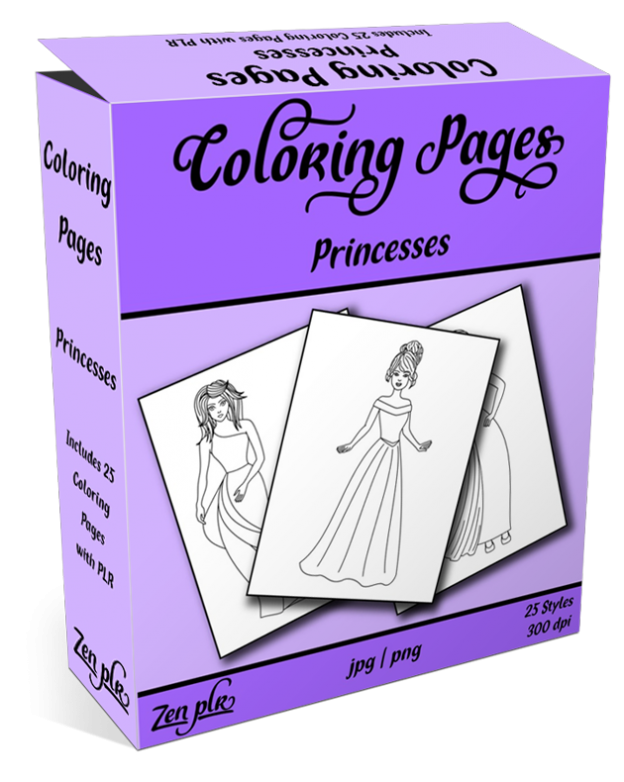 Zen PLR Coloring Pages Princesses Product Cover