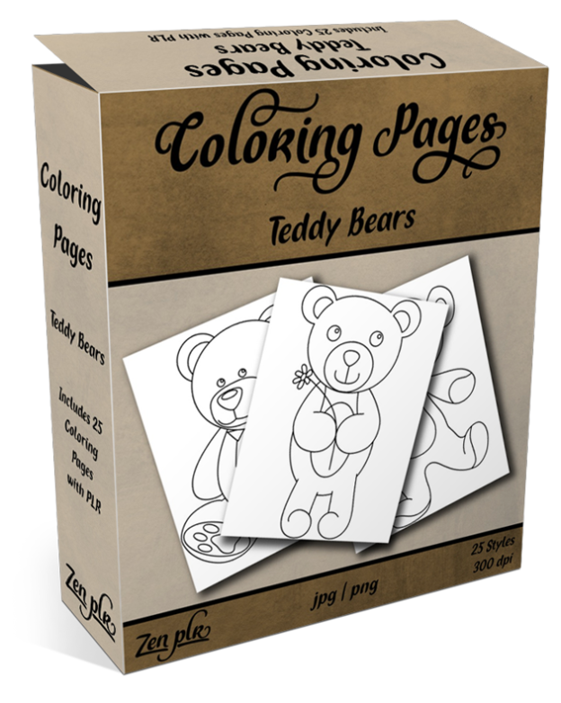 Zen PLR Coloring Pages Teddy Bears Product Cover