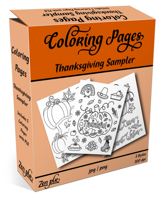 Zen PLR Coloring Pages Thanksgiving Mini Pack Product Cover