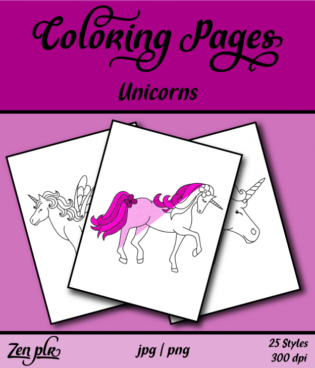 Zen PLR Coloring Pages Unicorns Front Cover